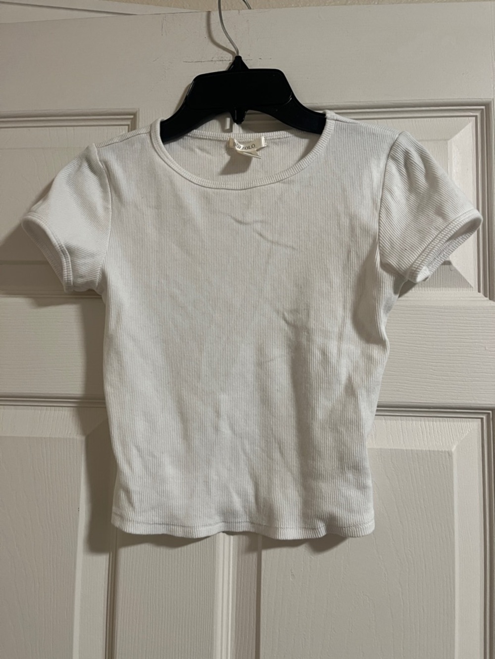 Bozzolo White Ribbed Crop Tee